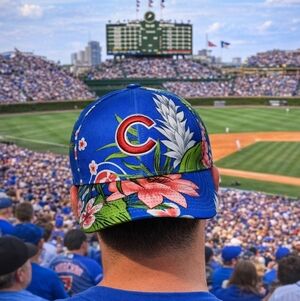 Tropical Blue Floral Cap w/Red Logo '47 Chicago Cubs(More Cubs Merch Available